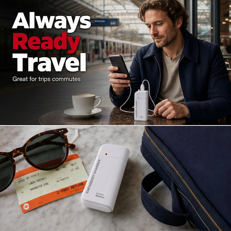 ⏳Time-Limited Special⏰Portable Emergency Phone Charger AA Battery Powered Power Bank with LED Flashlight