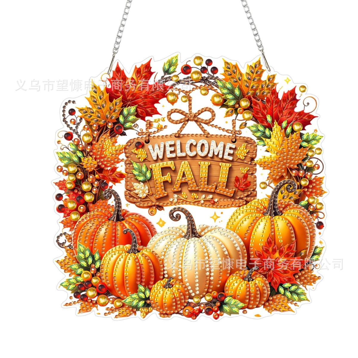 🎃Halloween Sale🍂 Pumpkin wreath with a diamond pattern to hang up – Complete DIY kit