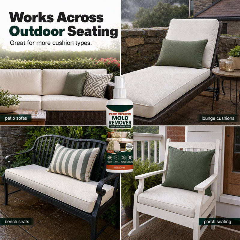 🧽50% OFF NOW! Patio Cushion Mold Remover Spray, Powerful Mildew Stain Cleaner, Quick Mold & Mildew Stain Removal Spray Safe for Outdoor Fabric Cushions, Patio Furniture Upholstery Cleaning Solution