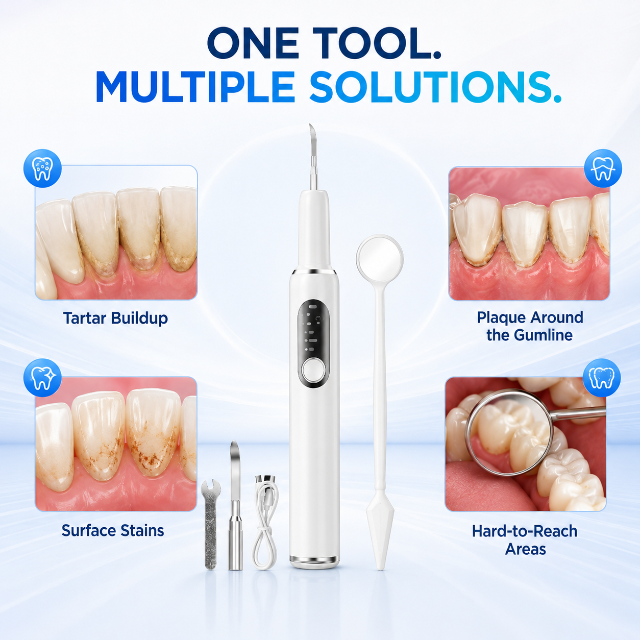 Portable Ultrasonic Teeth Cleaner and Tartar Remover Set