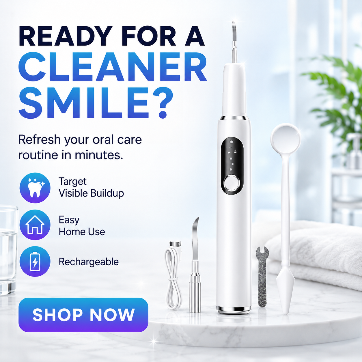 Portable Ultrasonic Teeth Cleaner and Tartar Remover Set