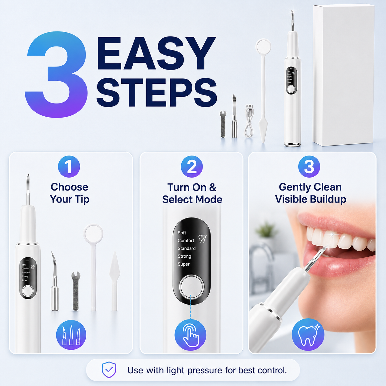 Portable Ultrasonic Teeth Cleaner and Tartar Remover Set