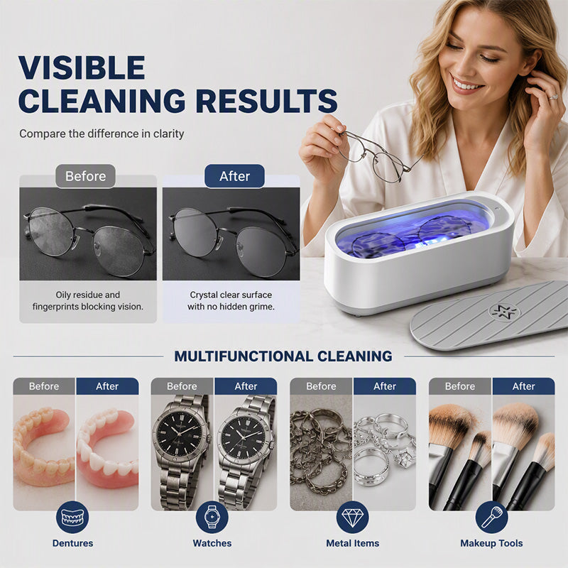 ✨50K+ SOLD!🎁Multifunctional Ultrasonic Cleaner for Jewelry, Watches & Dentures, 3W Cordless Deep Cleaning