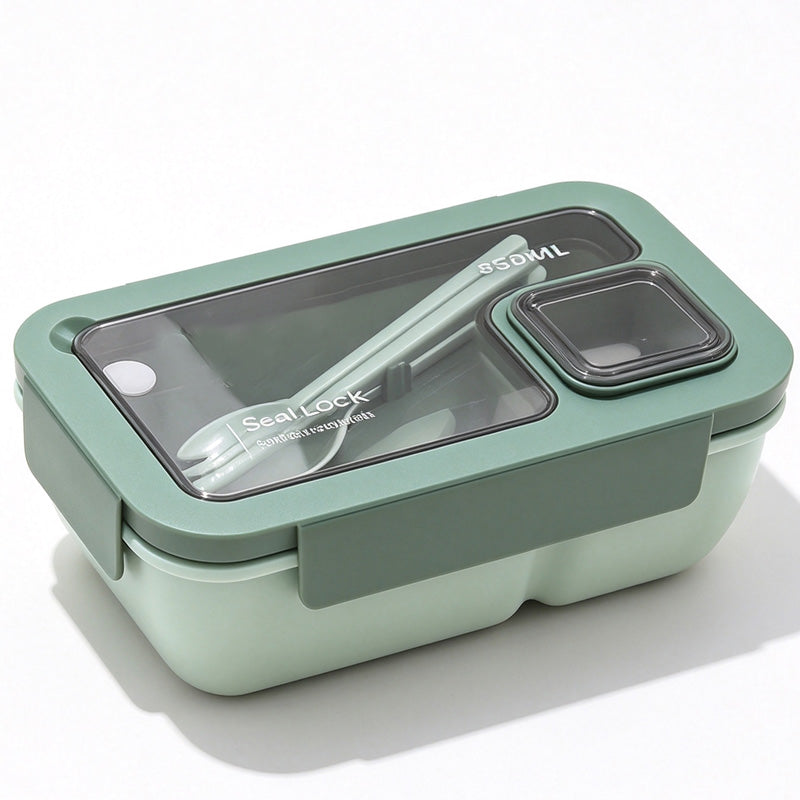 Portioned Microwave Lunch Box with Cutlery Storage