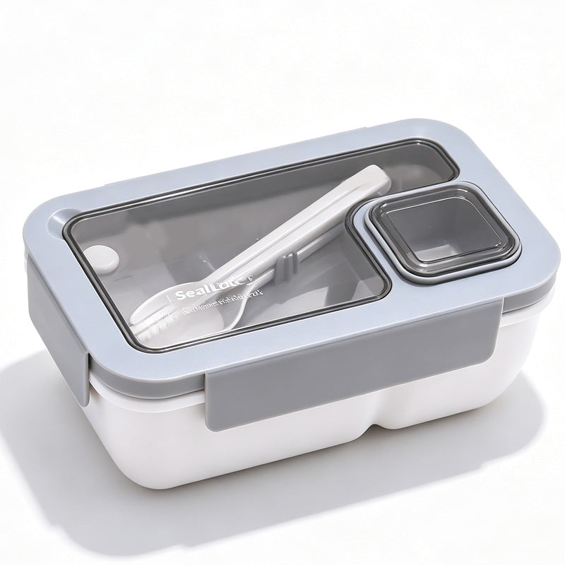 Portioned Microwave Lunch Box with Cutlery Storage