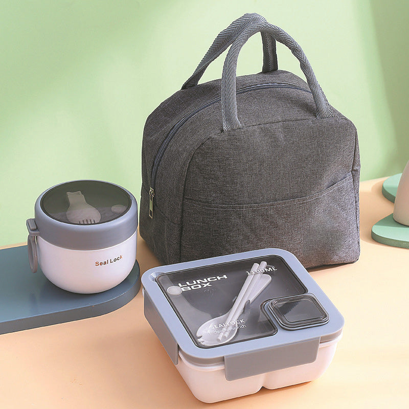 Portioned Microwave Lunch Box with Cutlery Storage