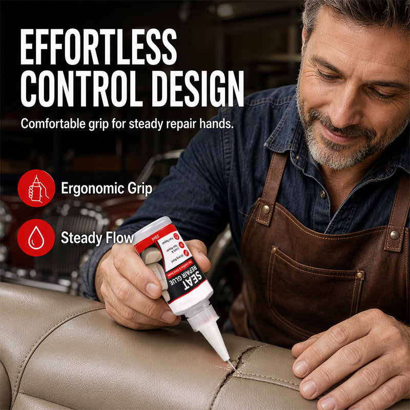 🚗50% OFF NOW! Quick Dry Car Seat Leather Repair Glue‑ Precision Nozzle Vinyl & Leather Adhesive, Permanent Bond Repair Glue for Car Seats, Sofas & Leather Furnitures