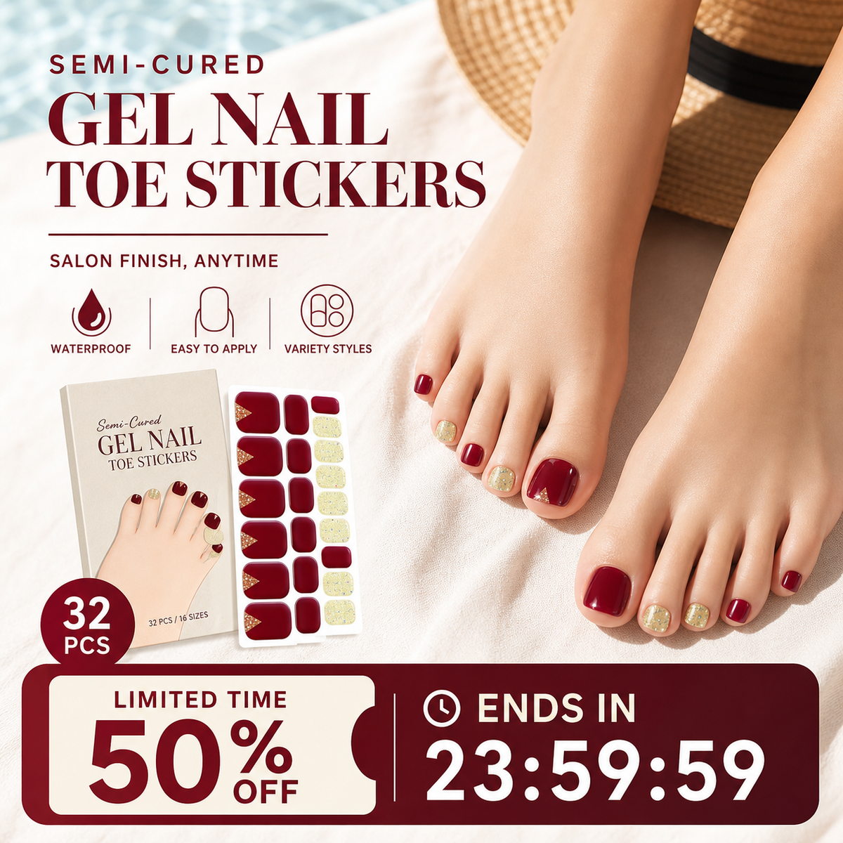 Semi-Cured Gel Toenail Stickers