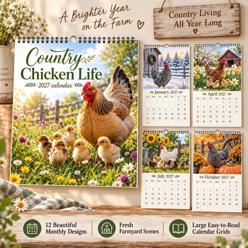 🐔🗓️ 2027 Country Chicken Calendar – Farmhouse charm & wall-ready ✨