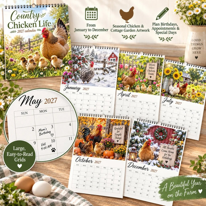 🐔🗓️ 2027 Country Chicken Calendar – Farmhouse charm & wall-ready ✨
