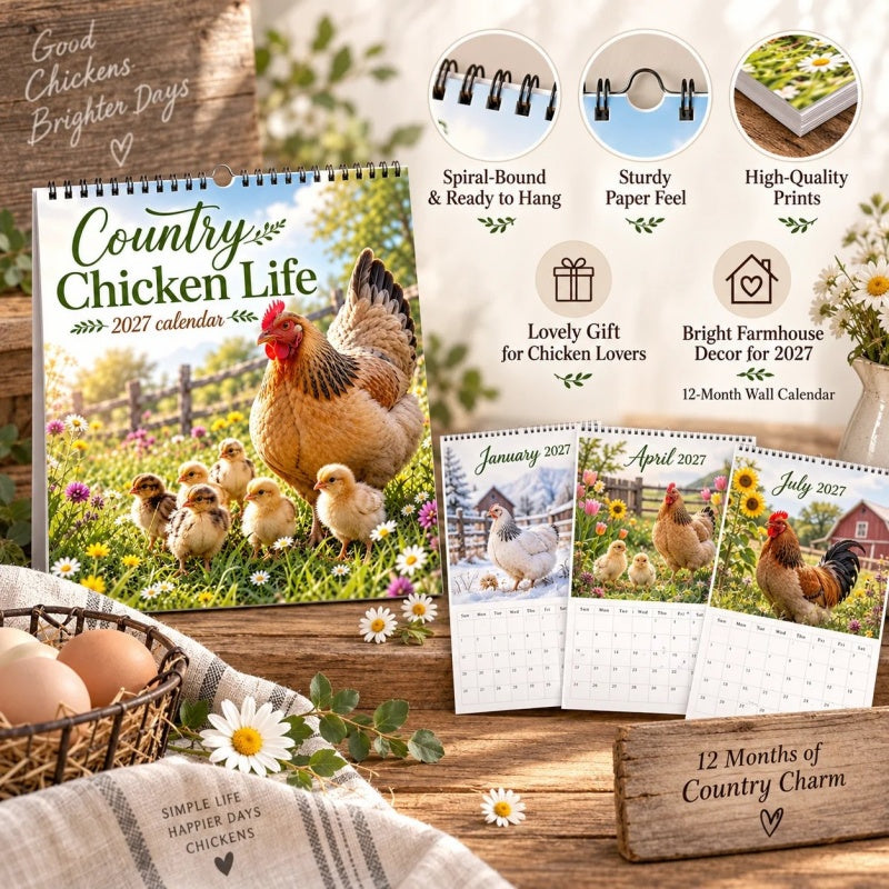 🐔🗓️ 2027 Country Chicken Calendar – Farmhouse charm & wall-ready ✨