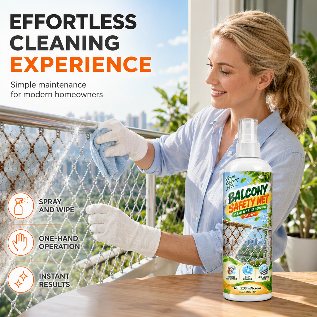 Restore Balcony Safety Nets Instantly! No-Scrub Rust Remover Spray