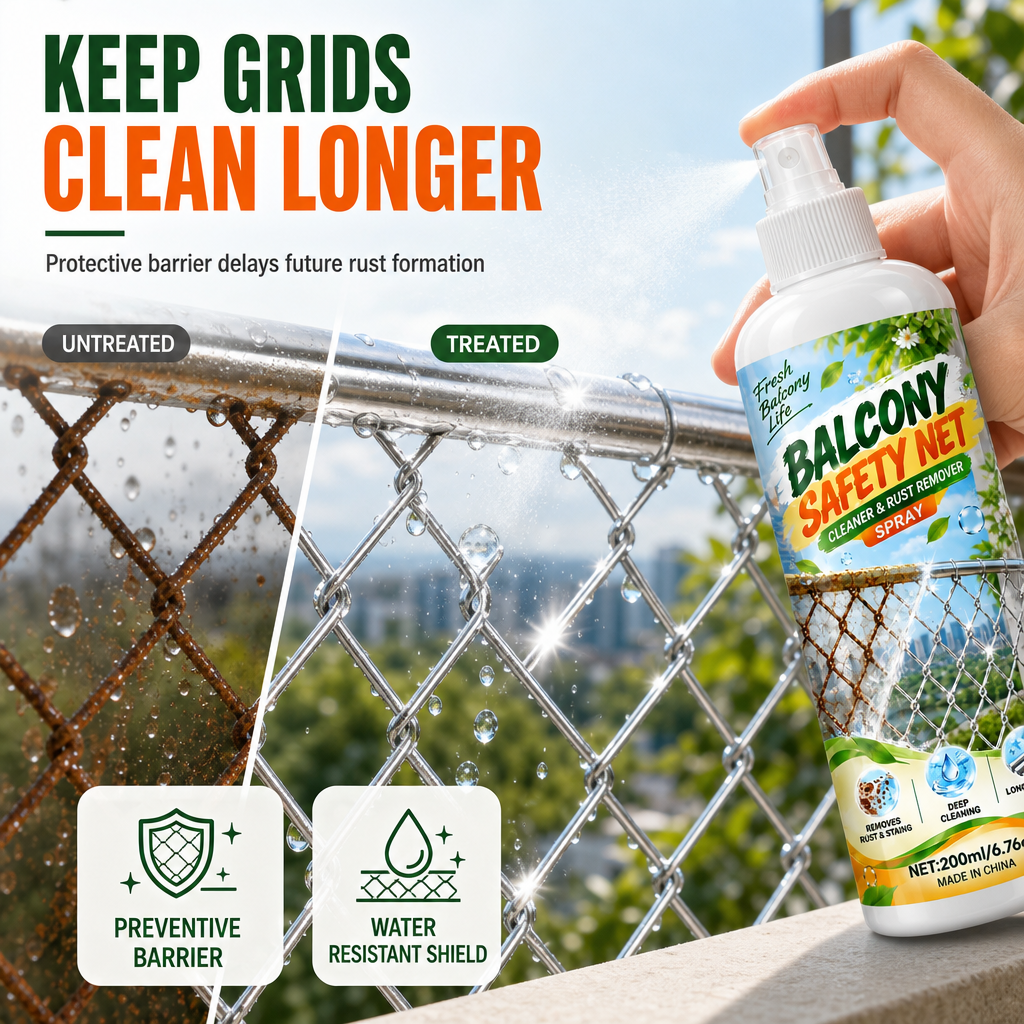 Restore Balcony Safety Nets Instantly! No-Scrub Rust Remover Spray