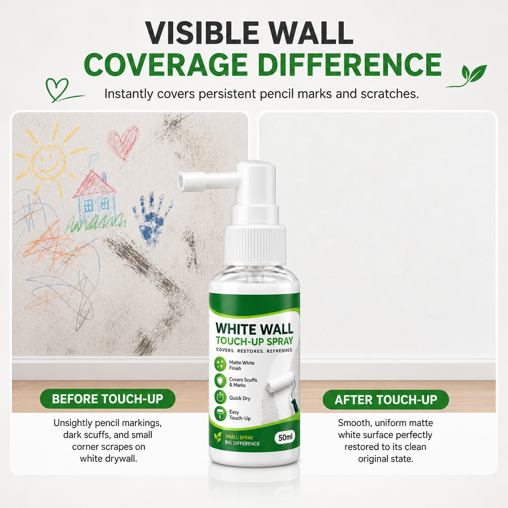 🧱 50% OFF NOW! White Wall Touch-Up Paint Spray – Matte White Wall Repair Spray, Quick Drying, Easy Precision Spray, Covers Scuffs, Marks & Stains for Home Wall Restoration