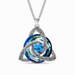 💎 Celtic Knot Birthstone Necklace: Heart Crystal, 12 Colors, Copper & Zircon, 45+5cm Chain
