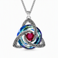 💎 Celtic Knot Birthstone Necklace: Heart Crystal, 12 Colors, Copper & Zircon, 45+5cm Chain