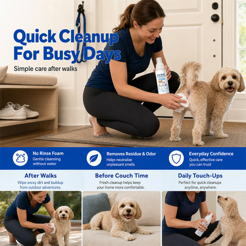 🔥Limited Time Promotion 50% OFF🔥No-Rinse Pet Butt Dry Clean Foam for Dogs & Cats
