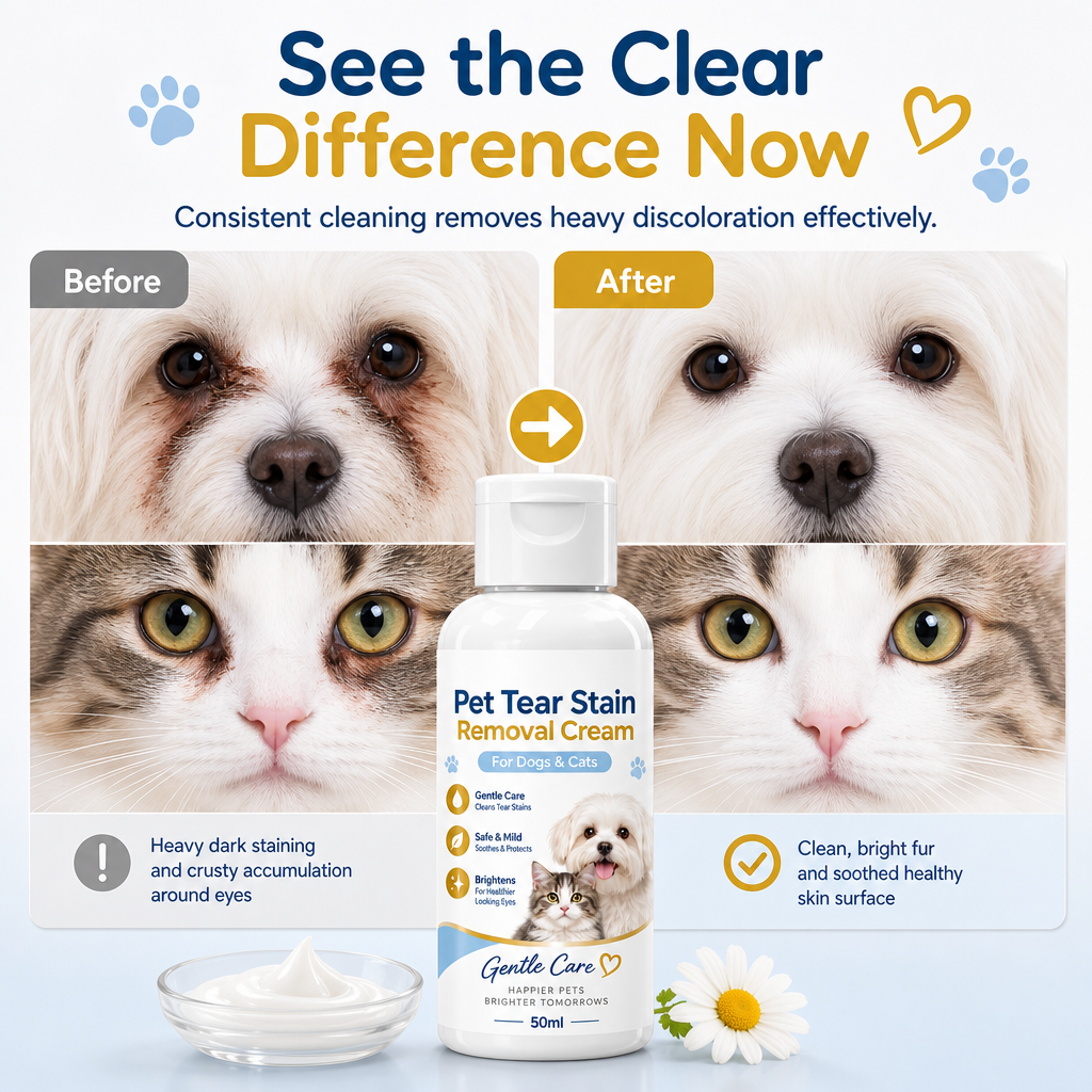 🐾50% OFF NOW! Pet Tear Stain Remover Cream – Gentle Botanical Eye Cleansing Cream, Safe Mild Formula for Dogs & Cats, Remove Tear Marks & Brighten Pet Eye Area