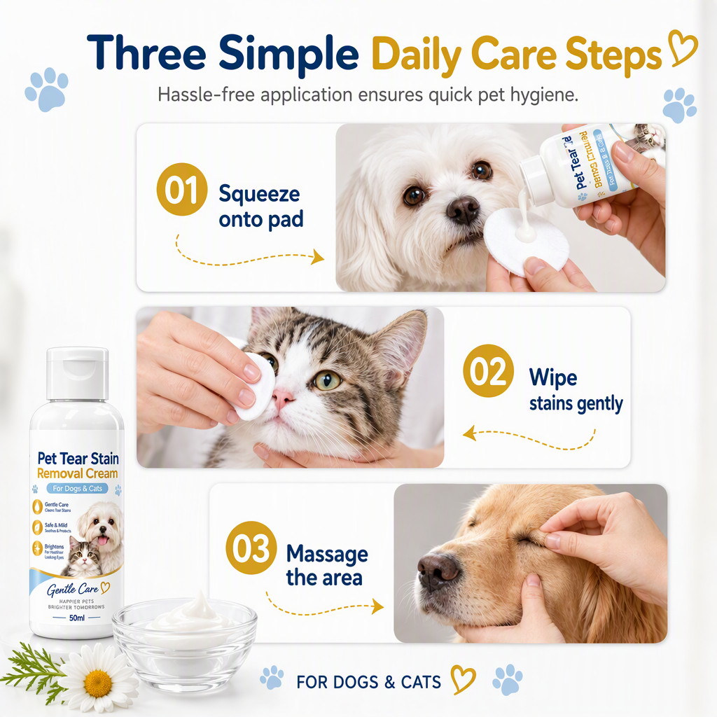 🐾50% OFF NOW! Pet Tear Stain Remover Cream – Gentle Botanical Eye Cleansing Cream, Safe Mild Formula for Dogs & Cats, Remove Tear Marks & Brighten Pet Eye Area