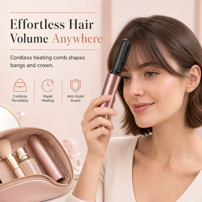 Add Crown Volume Instantly! Cordless Heated Bangs Styling Comb