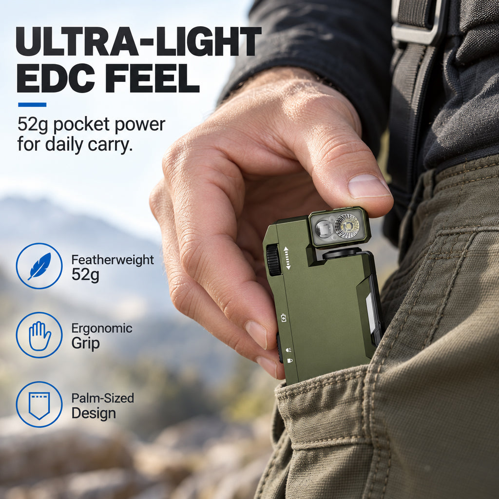 Ultra-Compact Rechargeable EDC Flashlight with 180-Degree Rotating Head