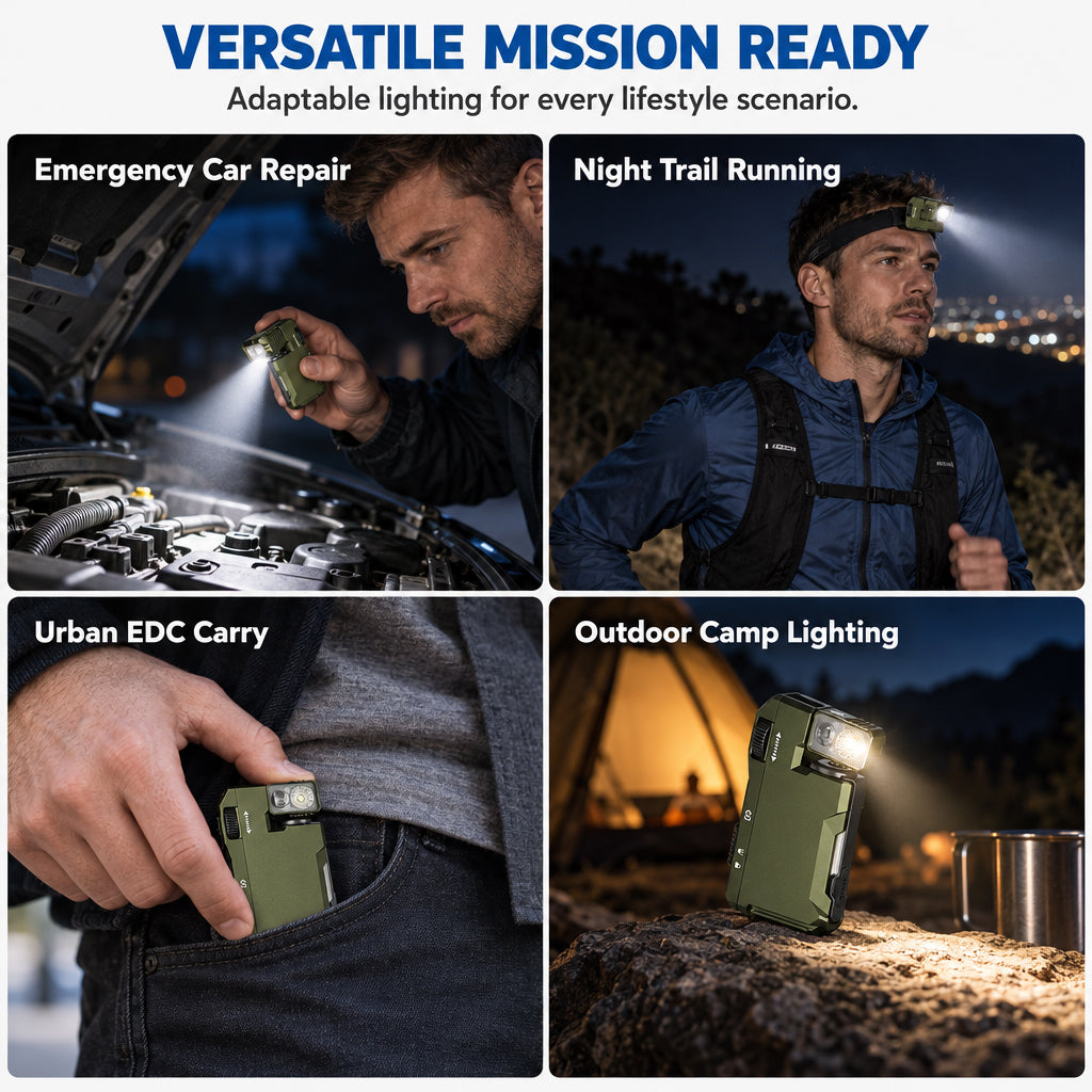 Ultra-Compact Rechargeable EDC Flashlight with 180-Degree Rotating Head