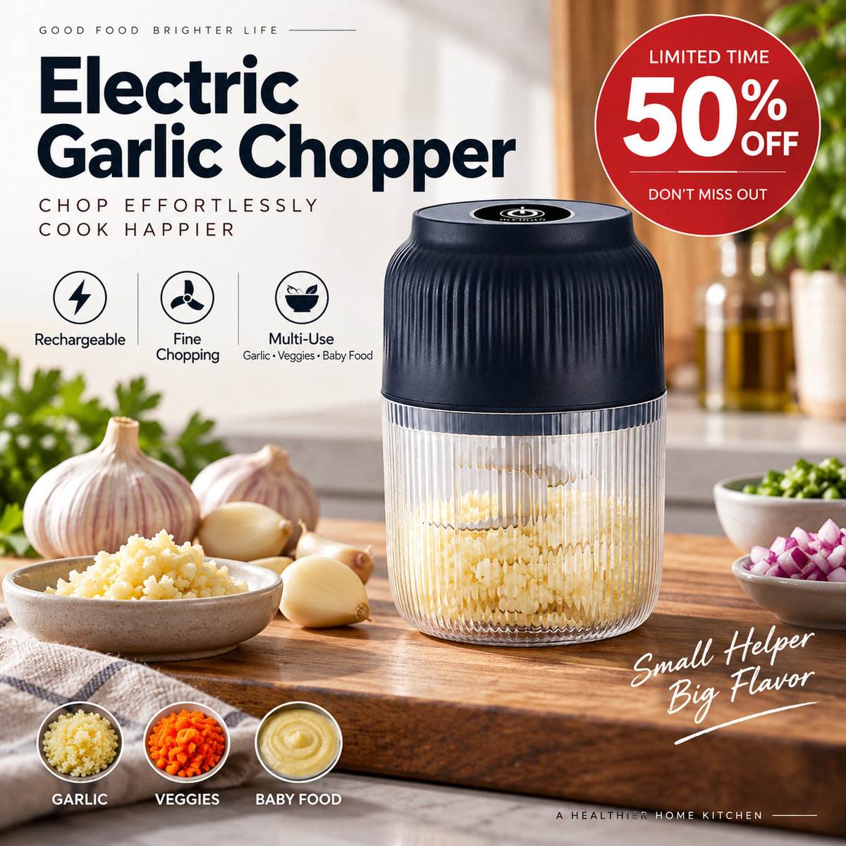 🔪 Cordless Food Chopper – Chop, Mince & Blend Faster