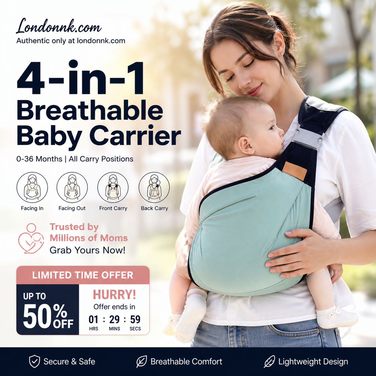 🎉 2026 Sale — Over 30,000 Sold! 👶 4-in-1 Breathable Baby Carrier – 0-36 Months, Front/Back/Facing In/Out – Hands-Free Comfort for Parent & Baby! ✨