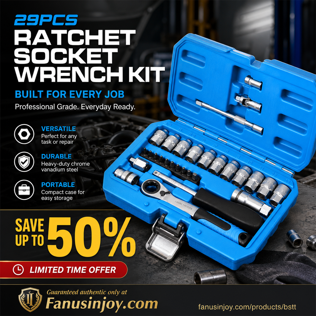 ⏳🔥LIMITED-TIME 50% OFF! ⏰🔧🚗 29pcs Core Ratchet Socket Wrench Kit – Chrome‑vanadium steel, 11 sockets & 10 bits. Perfect for car repairs & DIY 🛠️✨